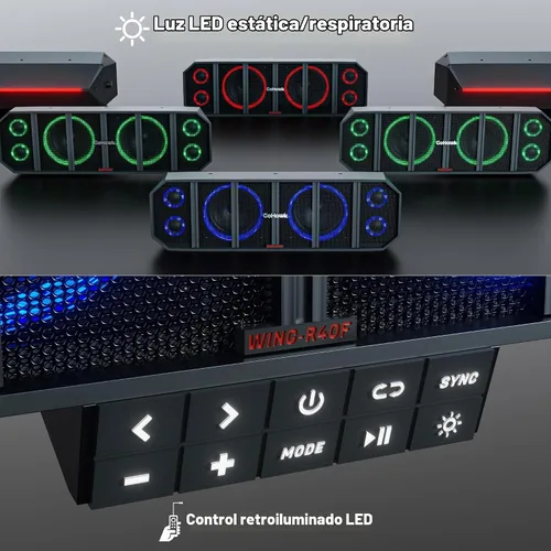Vista 5 de GoHawk Barra de sonido UTV de 17 pulgadas y 6 altavoces con Bluetooth