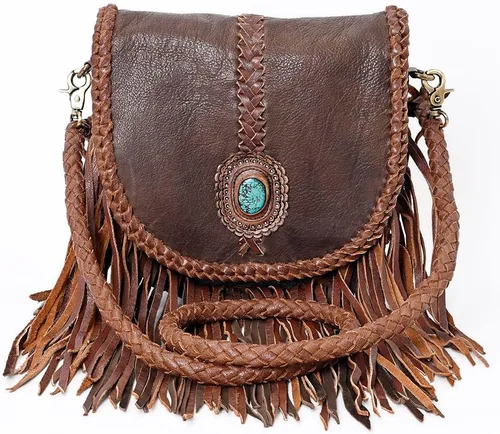Vista 2 de American Darling ADBGM262A Messenger Bolso de cuero genuino para mujer, bolso occidental, Marrón