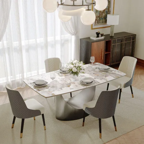 Vista 12 de POVISON Mesa de Comedor Moderna Hobart de 63" para 4, Mesa de Comedor Rectangular de Servicio Pesado Negro Mate, Superficie de Mesa de Comedor