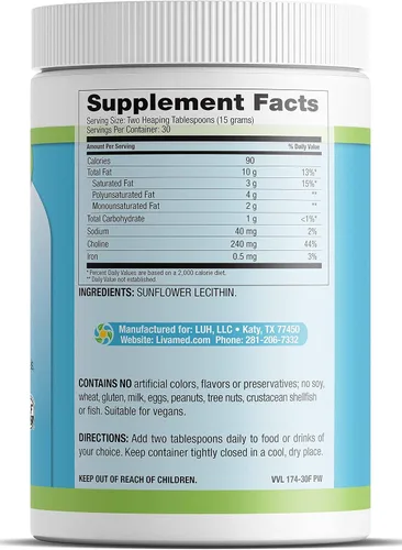 Vista 4 de Livamed - Polvo de lecitina de girasol (nueva bañera de PCR) 16 oz