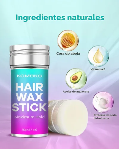 Vista 5 de Komoko Barra de cera para el cabello (2.7 onzas), barra de cera para el cabello, barra de cera para control de bordes del cabello, cera para cabello