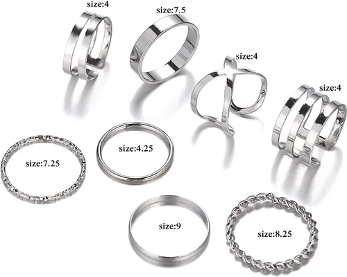 Vista 5 de CSIYANJRY99 6-16 anillos apilables para nudillos para mujeres, adolescentes y niñas, anillos bohemios vintage, apilables, dorados, plateados, midi