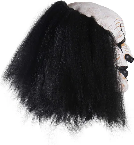 Vista 4 de Máscara facial de payaso espeluznante para adultos, máscara de bromista aterradora para Halloween (negro)