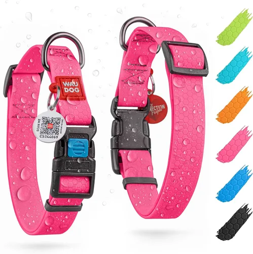 Vista 8 de WAUDOG Collar de perro impermeable – Collar ajustable para perros grandes, pequeños y medianos – Collares resistentes con cierre de metal duradero