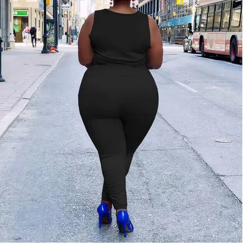 Vista 4 de Trajes de 2 piezas de talla grande para mujer, conjunto de pantalones de leggings apilados
