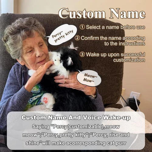 Vista 4 de Chongker - Robot interactivo compañero para mascotas, animales de peluche con peso hechos a mano, juguete de peluche con respuesta de voz, latido