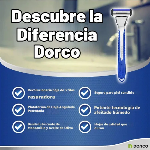 Vista 5 de Dorco Pace 3 - Sistema de afeitado de tres cuchillas de afeitar, paquete económico (10 cartuchos + 1 mango)