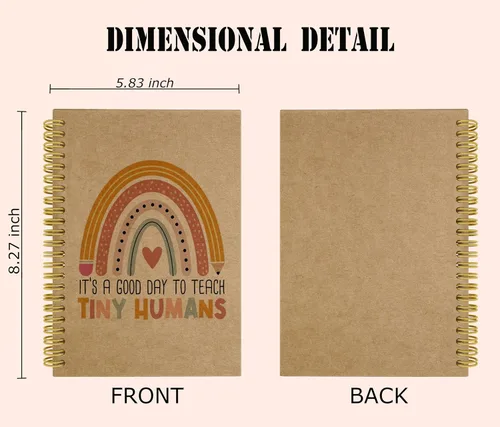 Vista 5 de Knibeo Cuaderno de arcoíris para profesores, los mejores regalos para profesores, cuaderno de papel kraft, cuaderno encuadernado en espiral bohemio