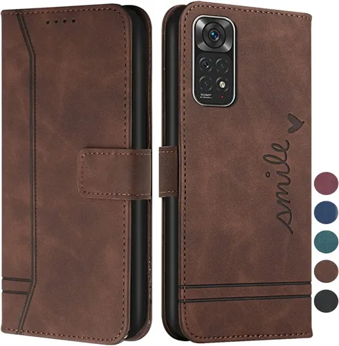 Vista 9 de Funda tipo cartera para Xiaomi Redmi Note 11, Redmi Note 11 Funda con tarjetero Funda de cuero con función atril Protección completa magnética Negro