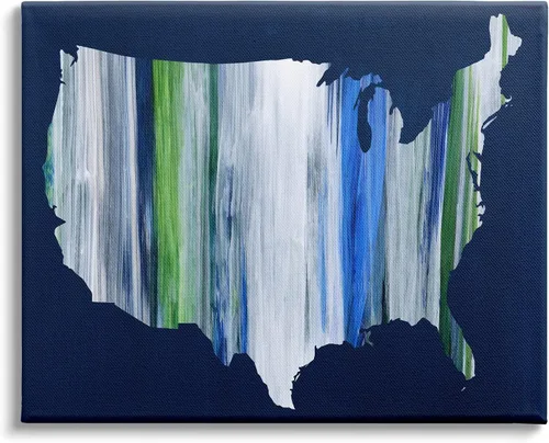 Vista 8 de Stupell Industries Abstract Stripe - Placa de pared con mapa de Estados Unidos de América, 19 x 13, azul