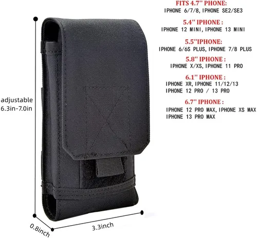 Vista 2 de Funda táctica universal Molle para teléfono móvil del ejército, bolsa de cinturón EDC paquete de seguridad, kit de accesorios de transporte, bolsa