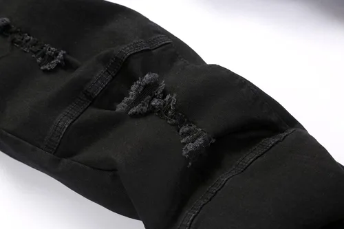 Vista 3 de WULFUL Jeans rasgados para hombre, ajustados, elásticos, cómodos, pantalones de mezclilla