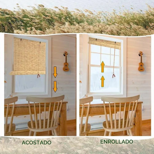 Vista 4 de Persianas de bambú para exteriores, persiana enrollable, persianas de bambú para ventanas de interior, persianas de bambú personalizadas, cortina