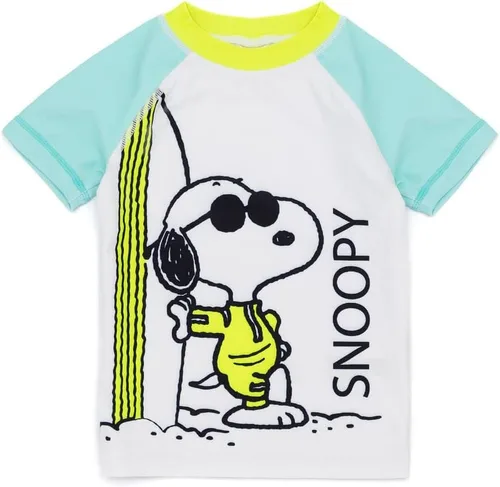 Vista 7 de Peanuts Snoopy - Conjunto de traje de baño para niños Camiseta y pantalones cortos azules de 2 piezas para niños, paquete de natación todo en uno