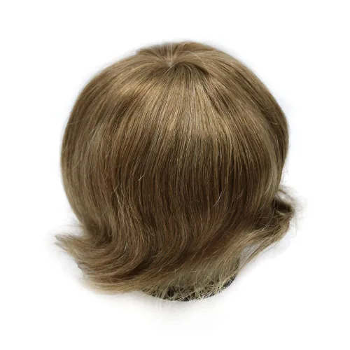 Vista 100 de Toupee para hombre 100% cabello humano real tupé para hombres 0.004 in piel de poliuretano para hombre, sistema de reemplazo de piezas de pelo