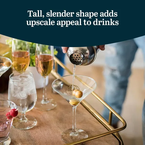 Vista 4 de Libbey Entertaining Essentials - Juego de 6 vasos de Martini altos, delgados, con forma triangular, vasos de cóctel clásicos para vinos, cócteles
