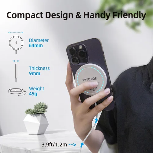 Vista 9 de Wireless Charger, 15W Max Fast Magnetic Wireless Charging Pad Compatible with iPhone 16/15/14/13/12