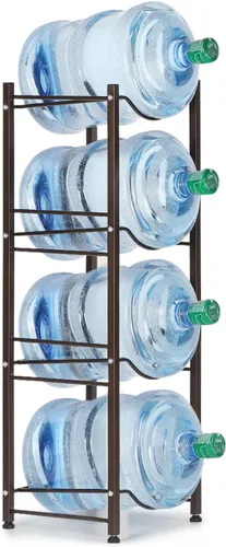 Vista 7 de HAITRAL - Soporte para jarra de agua, estante de exhibición para botellas de agua 5-Tier Black, Heavy Duty Steel, Water Jug Storage Rack