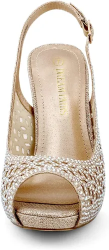 Vista 3 de DREAM PAIRS Zapatos de tacón alto con plataforma para mujer, con diamantes de imitación