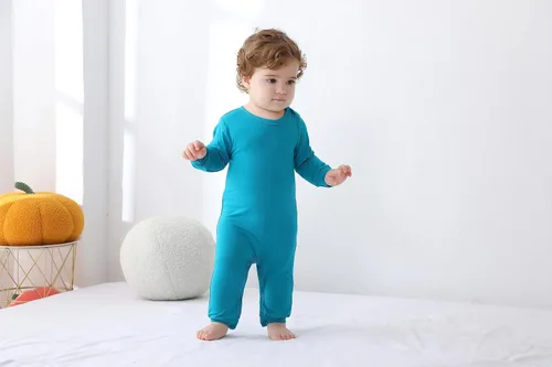 Vista 4 de GUISBY Pijama de bambú para bebé, manga larga con cierre a presión