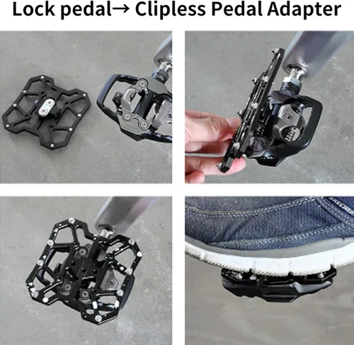 Vista 5 de 1 par adaptador de pedal de bicicleta, aleación de aluminio bicicleta Clipless Clip-in plataforma Pedal Adaptadores