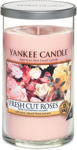 Vista 8 de YANKEE CANDLE Vela perfumada en tarro mediano, rosas recién cortadas, hasta 75 horas de tiempo de combustión