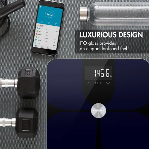 Vista 4 de Tenergy Vitalis - Báscula de grasa corporal, báscula IMC de alta precisión, báscula corporal inalámbrica Bluetooth con pantalla grande, báscula