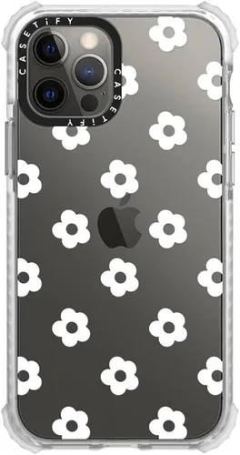 Vista 4 de Funda CASETiFY Ultra Impact para iPhone 12 / iPhone 12 Pro - Ditsy Daisies - Blanco - Transparente Frost