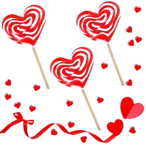 Vista 4 de Fruidles Paquete de seis paletas de 2.82 oz con diseño de corazón rojo y blanco, envueltas individualmente