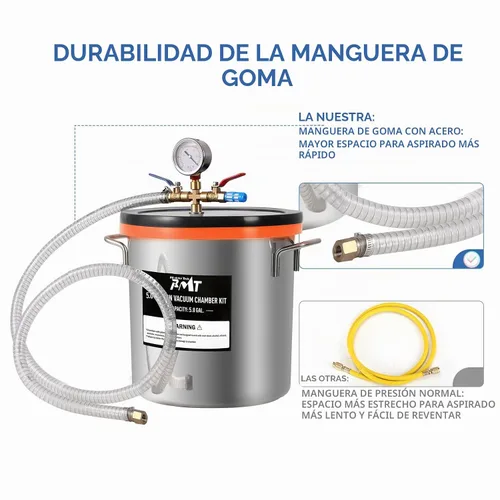 Vista 4 de Bomba de vacío PB Motor Tech de 4.5 CFM con cámara de vacío de 3 galones