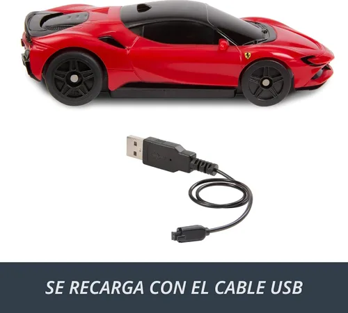 Vista 3 de Hot Wheels RC Vehículo Ferrari SF90 Stradale Assetto Fiorano a escala 1:64 Remote-Control 1:64 Scale Toy Car Recharges with USB Cable, Race On and