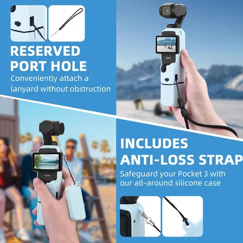 Vista 4 de BRDRC Funda de silicona Pocket 3, estuche protector lente protector antiarañazos compatible con DJI OSMO Pocket 3 Combo para creadores Accesorios