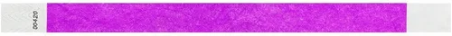 Vista 3 de 100 pulseras Tyvek moradas Pantone de WristCo para eventos - Pulseras de papel cómodas resistentes a desgarros, bandas de identificación para muñeca