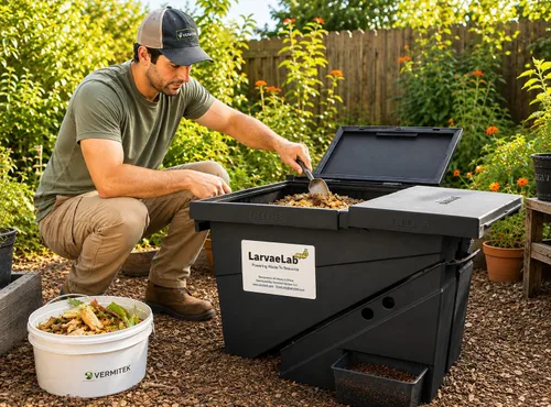 Vista 3 de Black Solider - Compostador de moscas - Diseño fácil de instalar, eficiente y de bajo mantenimiento, convierte tus residuos de alimentos en un suelo