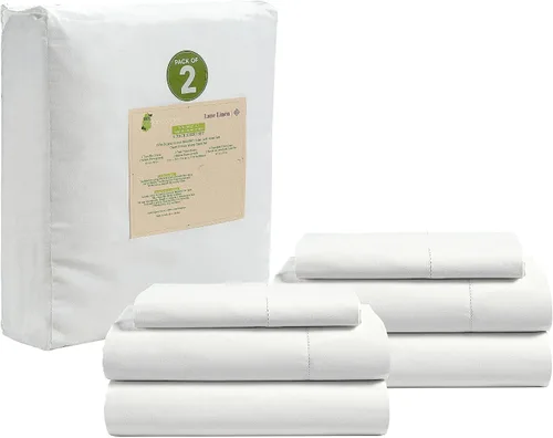 Vista 65 de LANE LINEN - Juego de 2 sábanas de fibras largas 100 % algodón orgánico, percal de fibras largas, ultrasuave y transpirable, para colchones de hasta