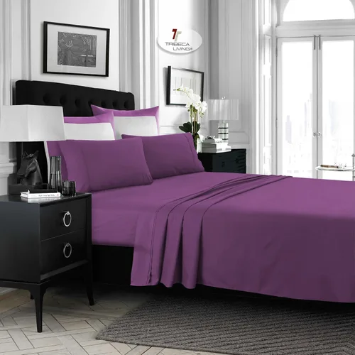 Vista 27 de Tribeca Living Juego de sábanas de microfibra cepillada de 3.33 oz/m², bolsillo extra profundo para colchones de hasta 21 pulgadas, enfriamiento