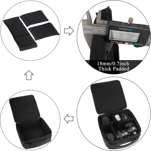 Vista 4 de Bolsa de inserción de cámara resistente al agua Estuche para cámara DSLR SLR Versión mejorada y estuche de transporte para almacenamiento de lentes