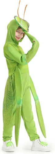 Vista 4 de Disfraz de mantis rezando verde para niños y niñas, disfraz de Halloween, ropa de mantis divertida para niños