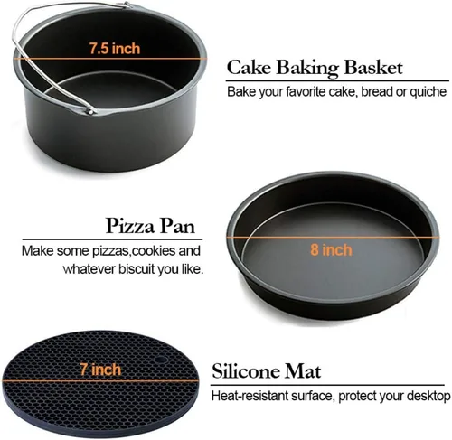 Vista 2 de Accesorios para freidora de aire de 8 pulgadas con libro de recetas de cocina, compatible con freidora de aire y olla a presión de 5.3 cuartos