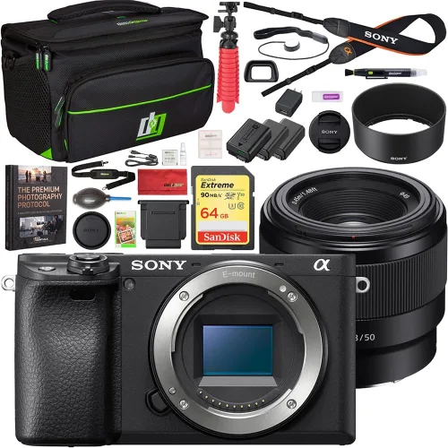 Vista 18 de Sony a6400 - Paquete de cámara sin espejo con lente de 16-50 mm, tarjeta de memoria de 64 GB, suite de edición de fotos y videos, bolsa para cámara