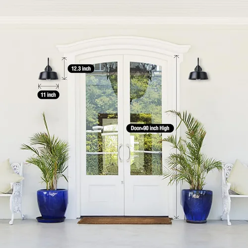 Vista 2 de Luz de Granero con Cuello de Ganso para Exteriores - Aplique de Pared Exterior para Casa de Campo, Sensor de Anochecer a Amanecer, Puerta Principal
