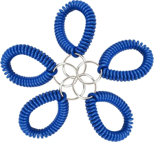Vista 31 de Lucky Line - Resorte de muñeca en espiral de 2 pulgadas de diámetro con llavero de acero, multicolor, pulsera flexible para muñeca, se estira hasta