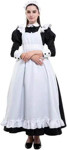 Vista 2 de miccostumes - Disfraz de uniforme de criada clásico para mujer