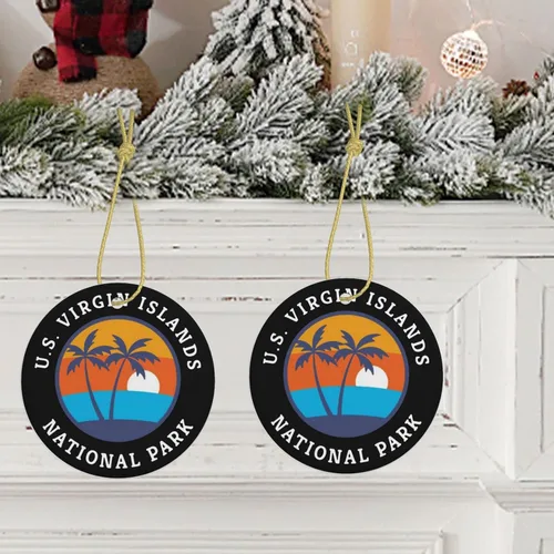 Vista 5 de Parque Nacional de las Islas Vírgenes 1 Adornos de Navidad de cerámica colgante para la familia de cerámica colgante adornos colgantes