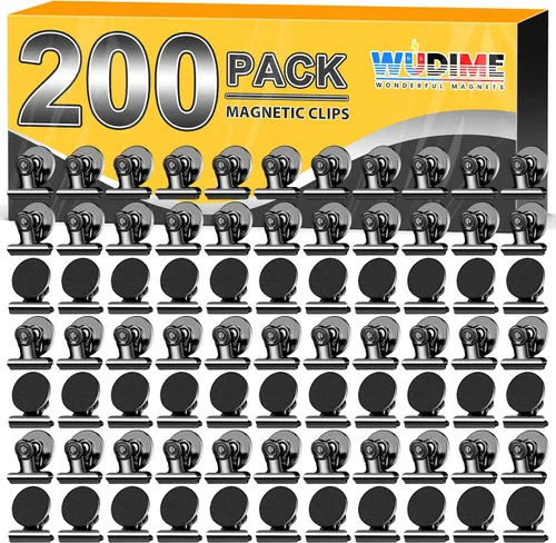 Vista 11 de 20 unidades de clips magnéticos, imanes para nevera, imanes para refrigerador, clips magnéticos negros para pizarra, imanes de clip