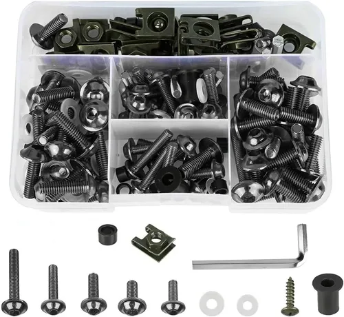 Vista 7 de Kit de pernos de carenado, tornillos, tuercas, arandelas, clips de pernos de motocicleta, aptos para Ducati 959/1299/959s/1098/848/1198 Kit de Negro