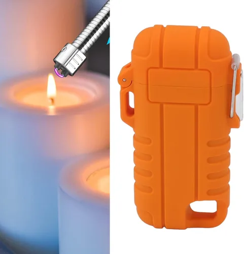 Vista 3 de Encendedor eléctrico USB portátil, reutilizable, de doble arco, recargable por USB, manguera retráctil resistente al viento, IPX7, impermeable