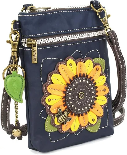 Vista 2 de CHALA Bolso cruzado RFID para teléfono celular, bolso multicolor de nailon y piel sintética para mujer, con correa ajustable