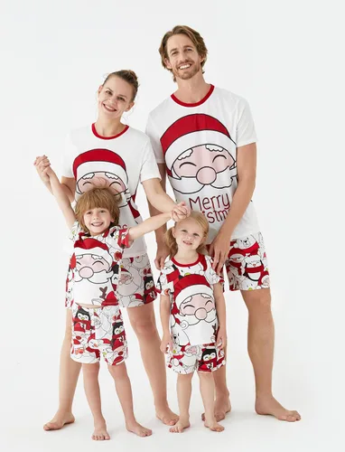 Vista 2 de PATPAT Conjunto de pijamas familiares a juego con estampado de dibujos animados, camisetas de manga corta y pantalones cortos para dormir