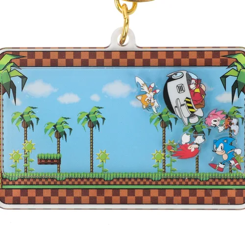 Vista 2 de Bioworld Sonic The Hedgehog Green Hill Zone Llavero, Multi colorido